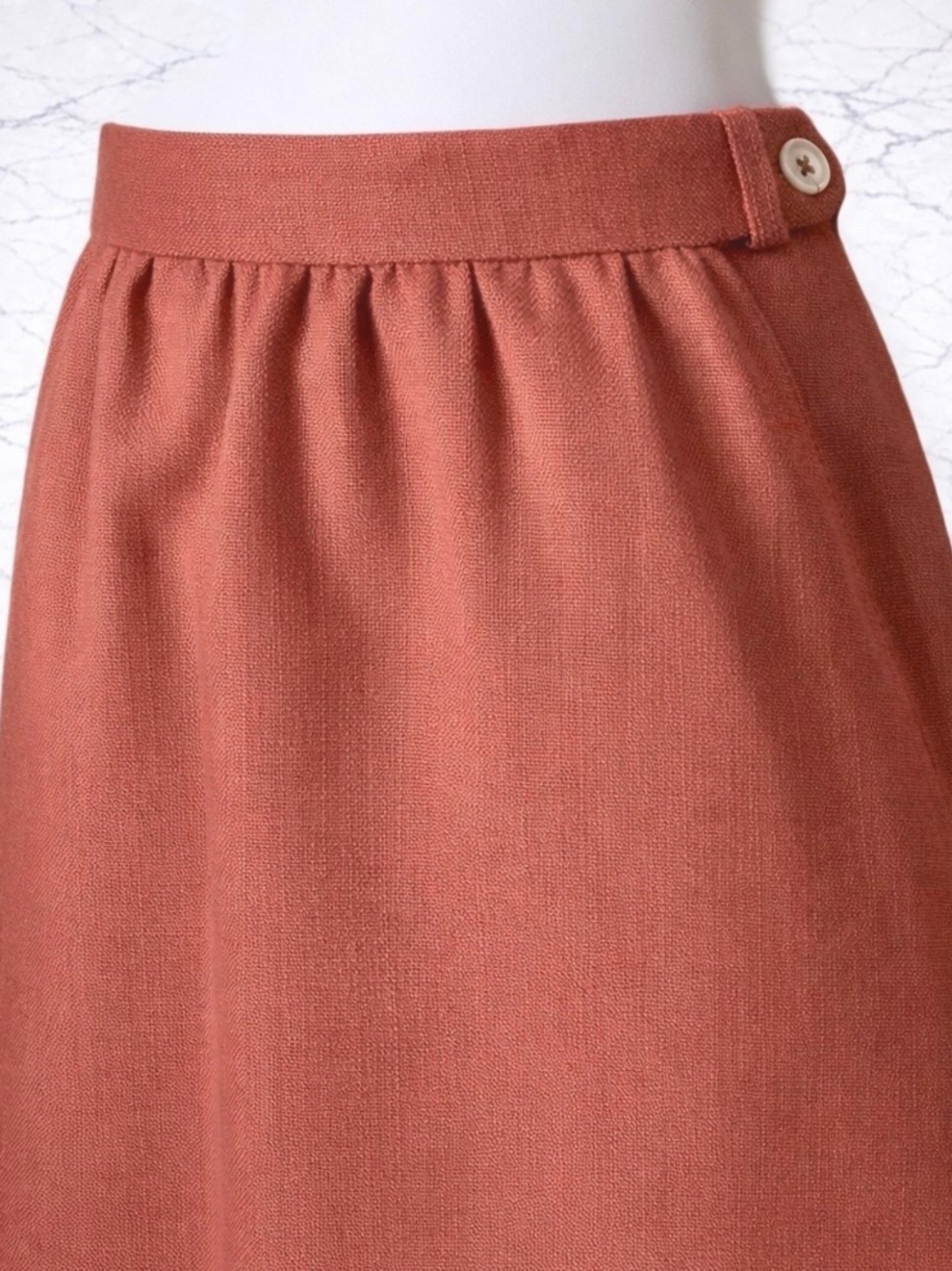 JH Collectibles 70s Rust Terracotta A Line Midi Skirt Women’s 28 Waist USA Made - Picture 4 of 10